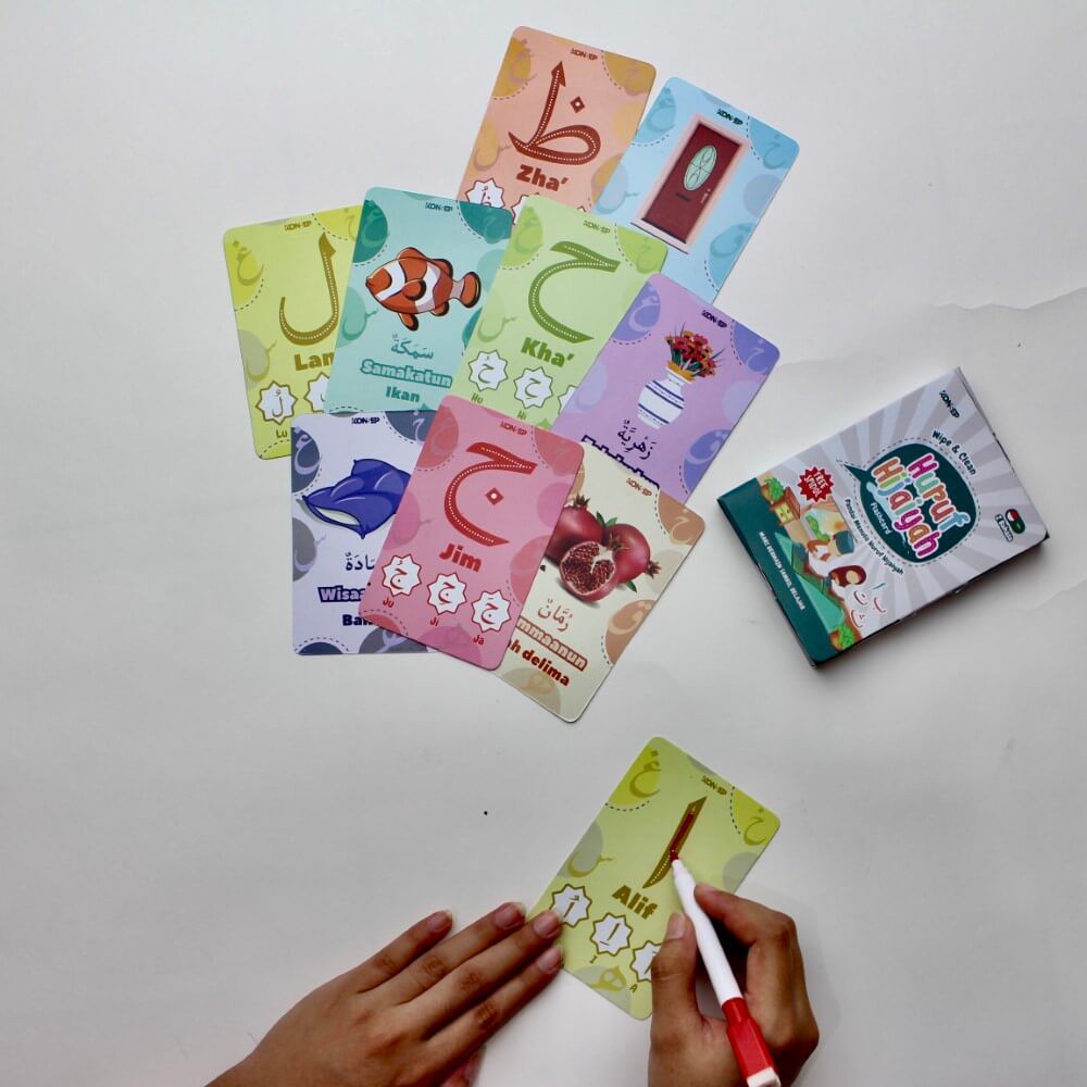 Flash Card Wipe &amp; Clean Hijaiyah - Kartu Edukasi Belajar Anak - Konsep Studio Original