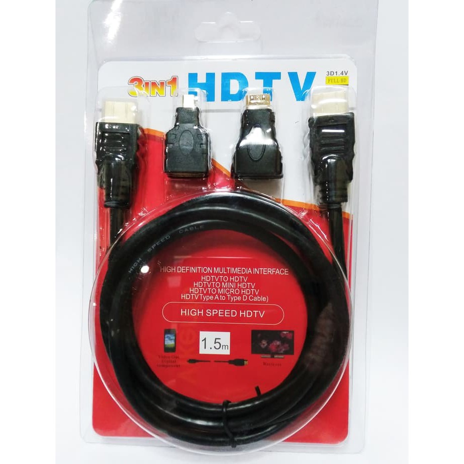 Kabel 3 in 1 HDMI Converter HDMI to HDMI mini dan HDMI micro