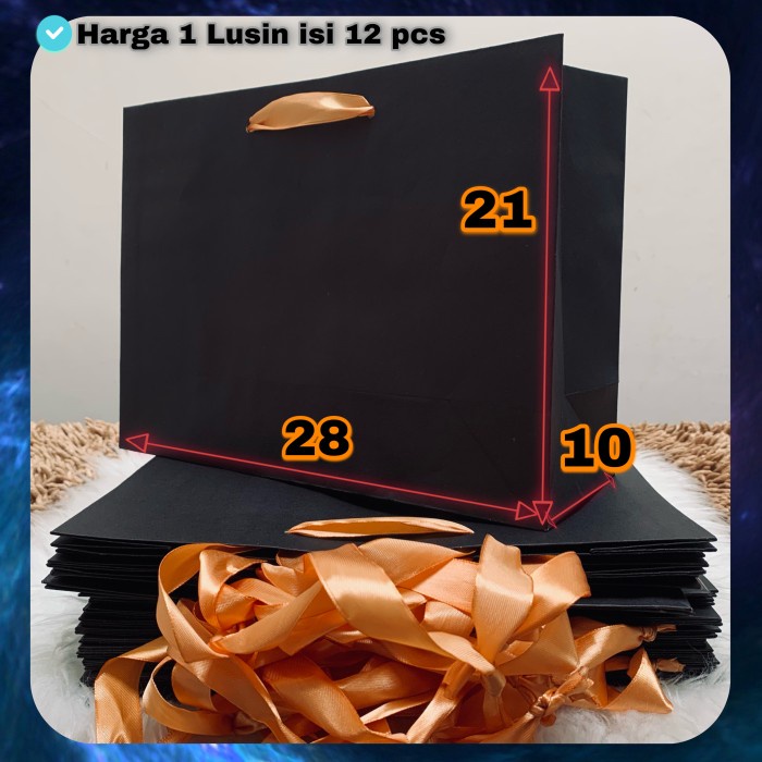 

[RESTOCK] paper bag Hitam - kantong tas kertas - paperbag baju / M HITAM - LUSIN - M.HTM / P.Emas TERMURAH