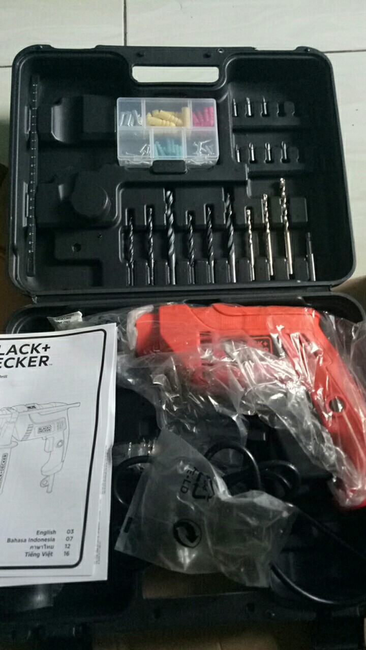 Hammer Drill Black Decker Hd555kopr Bor Tembok Set 13mm