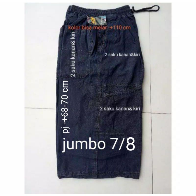 Celana Pendek Kolor Pria Jumbo Polos Bahan Semi Jeans