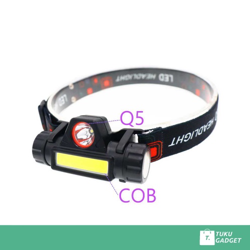 TGID Senter Kepala LED Headlamp Q5 + COB USB Rechargeable