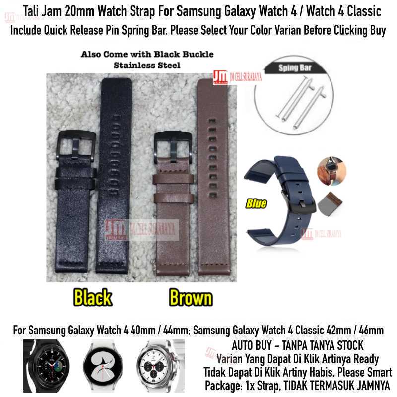 Tali Jam 20mm Watch Strap Samsung Galaxy Watch 4 / Classic - Modern Leather Black Buckle