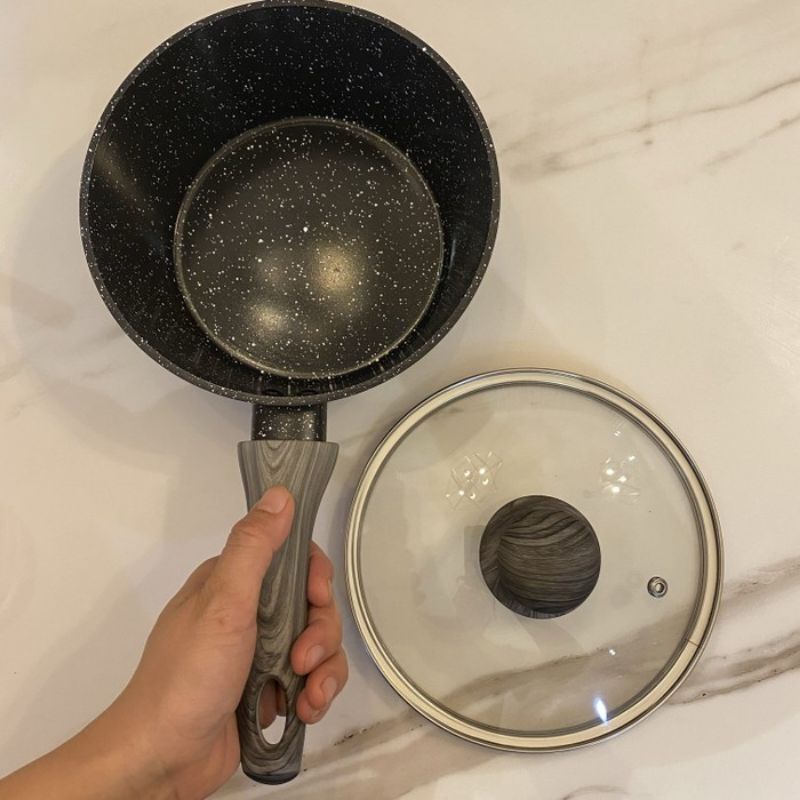 BOLDe Sauce PAN 18 cm + Glass Lid Granite Black Dark  Series