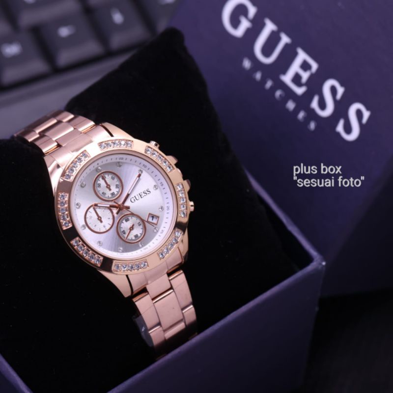 Jam Tangan Guess Wanita Jam Tangan Rantai Stainliss Steel Terlaris Analog