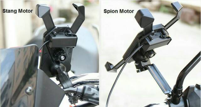 Holder HP di Motor+Charger Bracket Di spion &amp; Stang Matic Bebek Sport