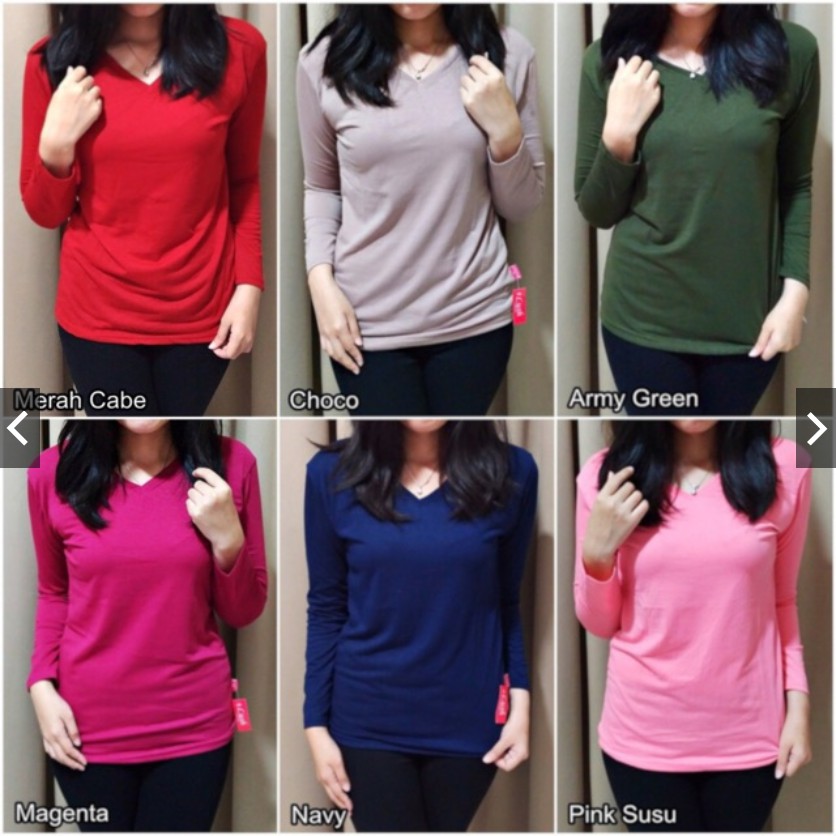 VS - V-neck Lengan Panjang / vneck longsleeve / kaos Oblong Polos / Kaos Polos / tshirt