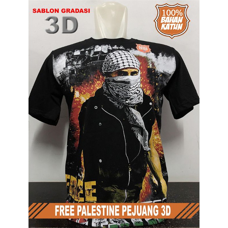 FANSHOP XP Kaos Dakwah Islami Hijrah Tauhid Sorban 3d Palestine-Palestine Pejuang 3D