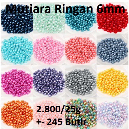 Mutiara  Ringan ABS Uk 6 mm Harga/25gram
