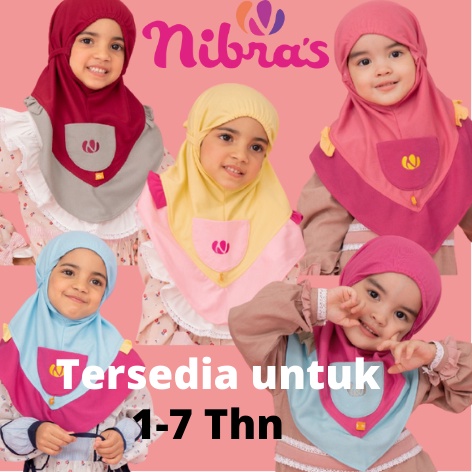 Nibras Cute 15 Jilbab Hijab Khimar Balita Anak Perempuan Bayi TK Kecil Lucu Terbaru Instant Instan P