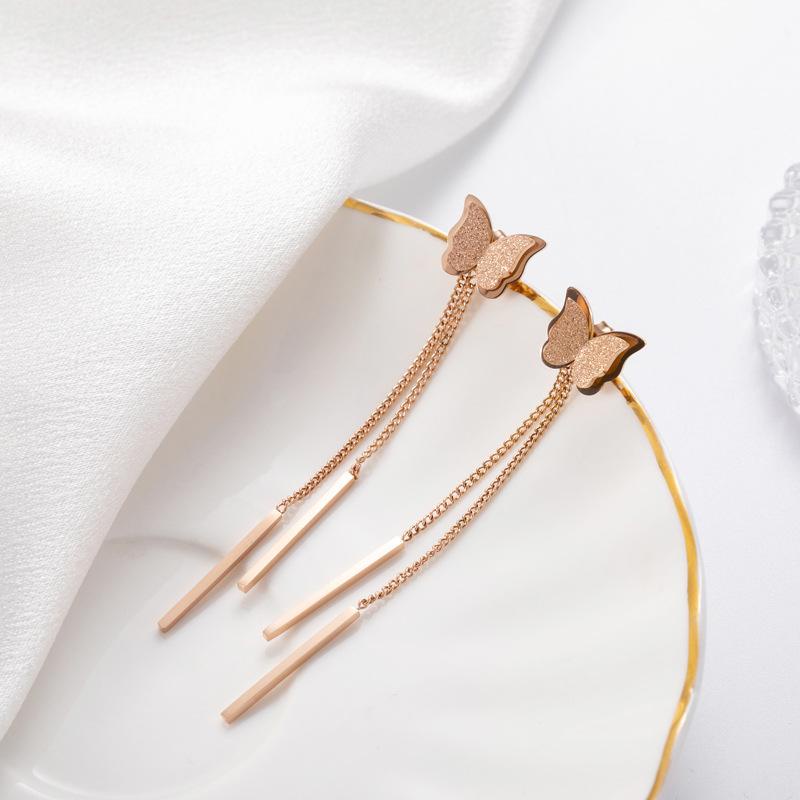 COD1 anting titanium stud kupu kupu bulat panjang / bisa pendek anti karat import