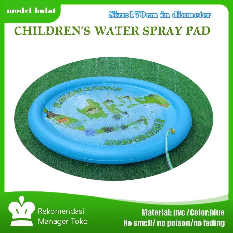 【JKT READY】100% Mainan anak water spray pad / Air mancur  170cm Gaya renda Pola Dinosaurus