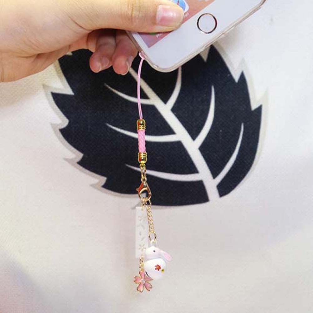 QUINTON Cute Lanyard Keychain Couple Gift Key Ring Keys Holder Rabbit Bunny Mobile Phone Straps Bag Pendant Tradition Cat Good Luck Phone Pendant