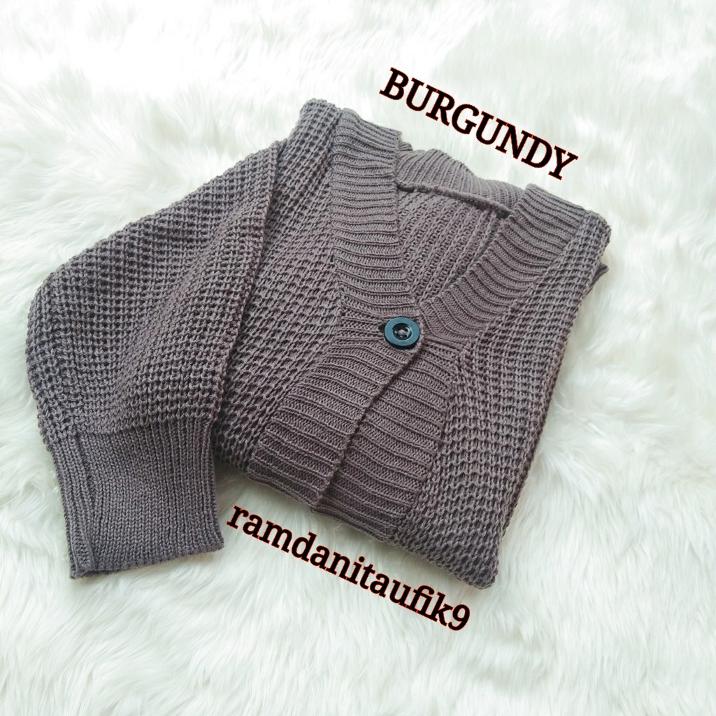 Cardi Rajut oversize - Nakara Cardigan Rajut Premium  - Cardi Rajut oversize - kardigan crop 7 gate.-CROP BURGUNDY