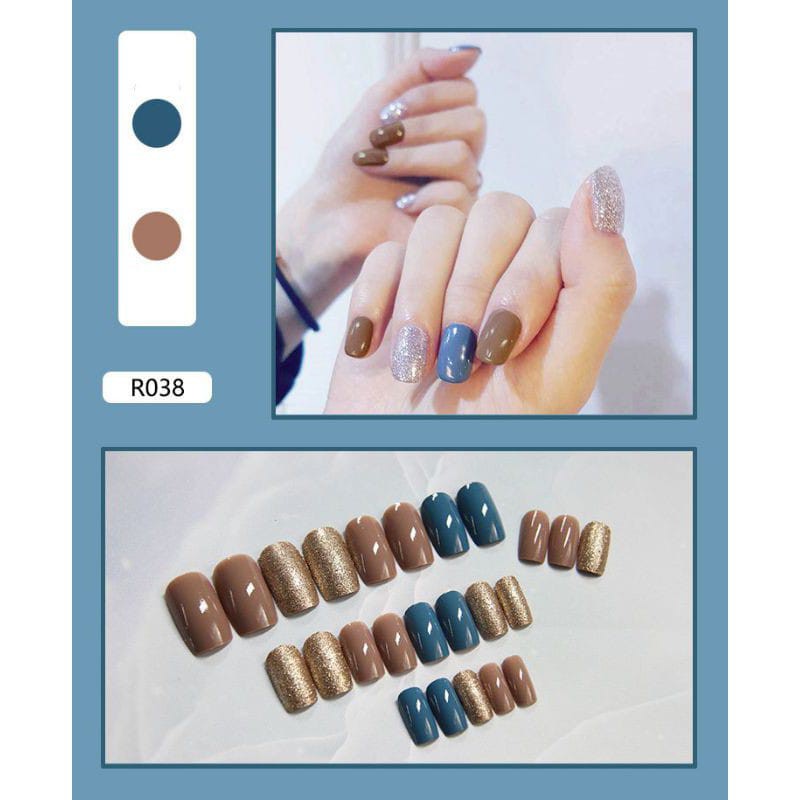 {R021-R040} kuku palsu fake nail art kode R [isi 24pcs + lem + box] kuku palsu R-Fake nail art R