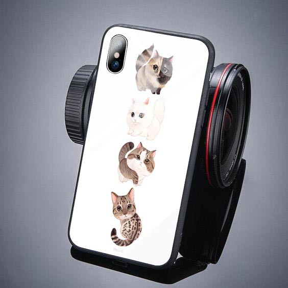 [K41] SoftCase Glass Cat For Oppo Vivo Xiaomi Samsung Iphone Realme a12 a31 a5s a52 a91 a92 a3s a37