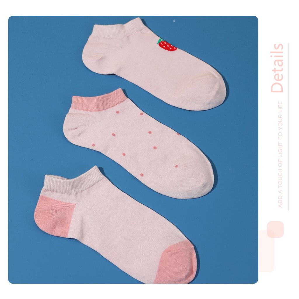 Miniso kaus kaki wanita Ankle Socks Kaos Kaki No-Show Semata Kaki Wanita (3 Pasang)-8