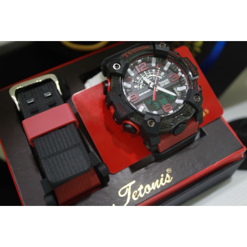 TETONIS Jam Tangan Pria Original Analog & Digital Rubber Strap Water Resist 50mm
