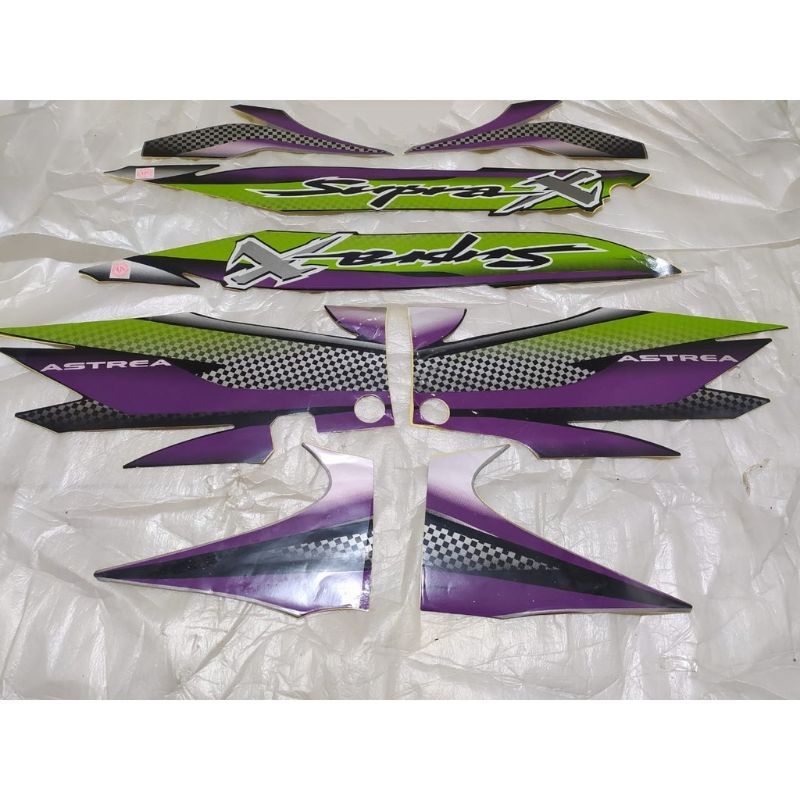 striping sticker lis body honda supra x 100 old lama 2002 hitam abu