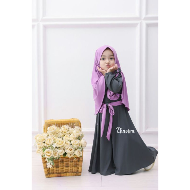 Jumpsuit by Zhavira - Dark Grey Lavender - Jumpsuit Bayi Balita Anak Perempuan
