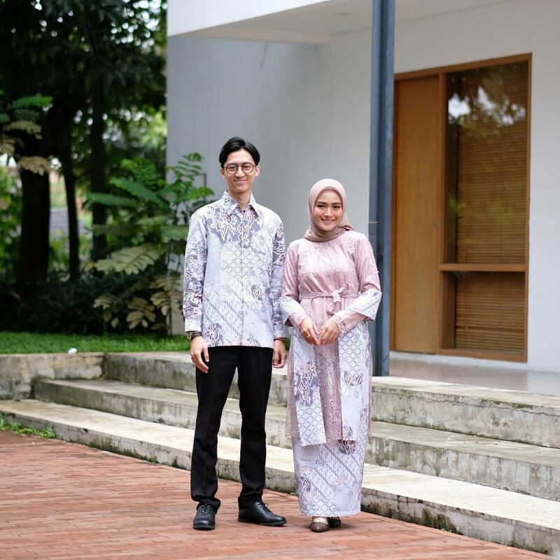 SET BATIK COUPLE NADIA GREY (KEMEJA, ROK SPAN DAN KEBAYA NADIA)