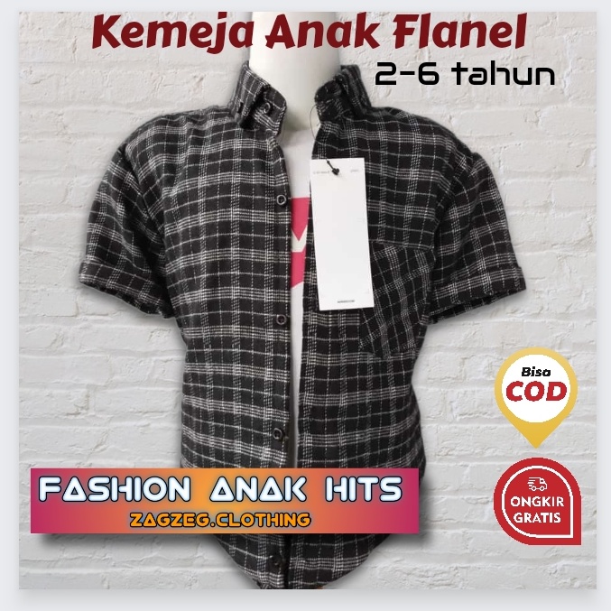 Zagzeg Clothing Baju Kemeja Anak lengan Pendek Flanel Kotak Kotak Cowok Laki Laki Bisa Couple