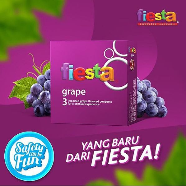 ORIGINAL Kondom Fiesta Isi 3 Rasa Buah / Strawberry , Grape , Bubble Gum / LEDI MART