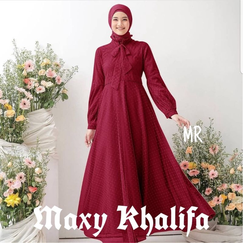 MAXY KHALIFA TILE, FURING, GAMIS HIJAB MUSLIM, MAXY DRESS