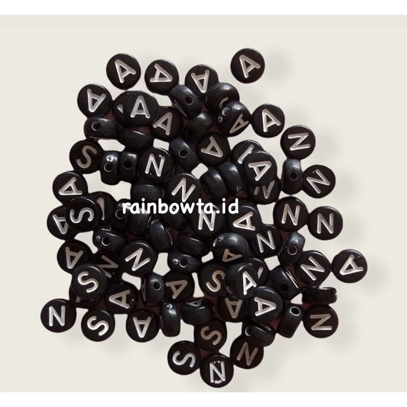 Manik Huruf // Mote Huruf Pipih Bulat (bisa pilih)