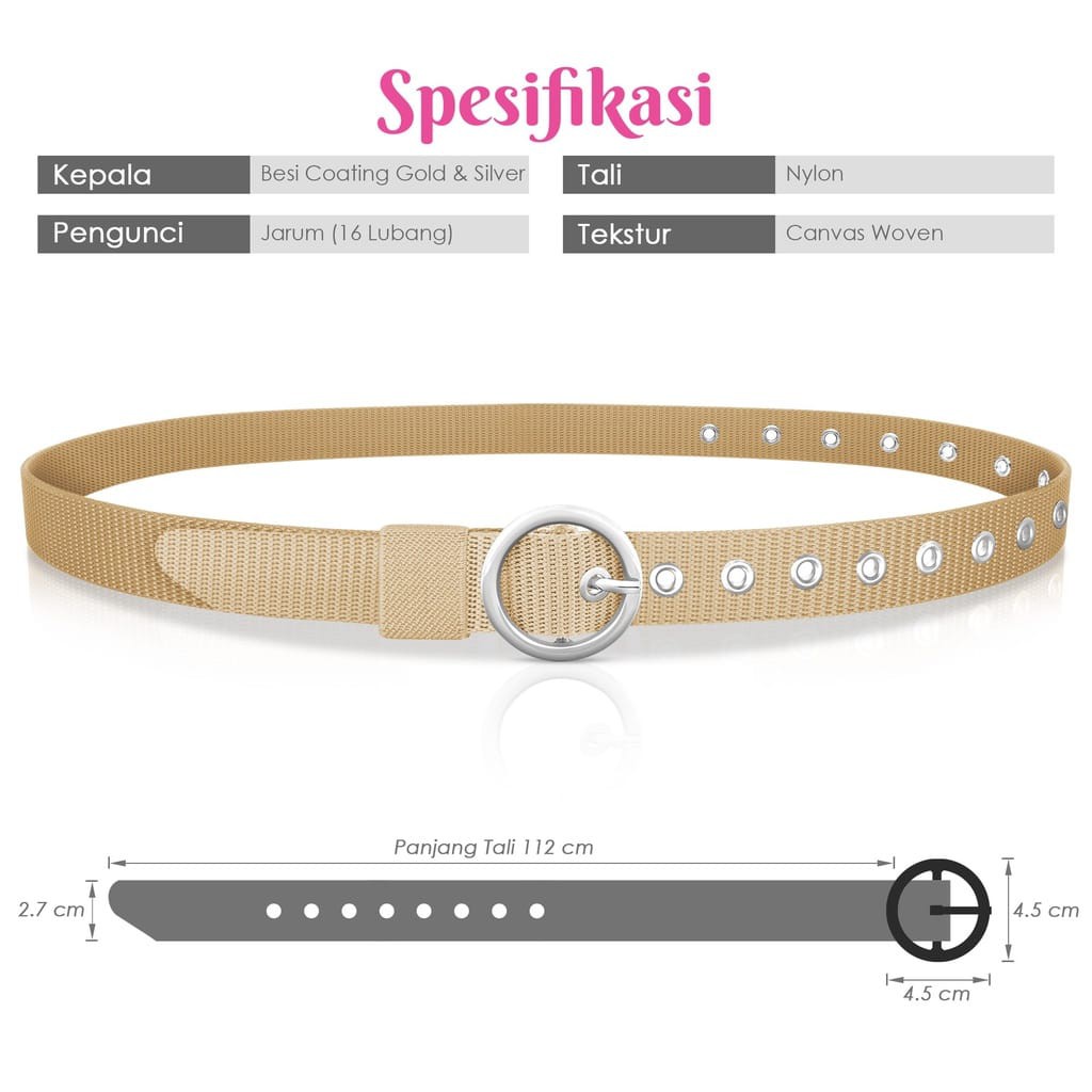IKAT PINGGANG WANITA TALI GESPER NYLON CANVAS SABUK PREMIUM WOMEN BELT FASHION CODE: SD-35