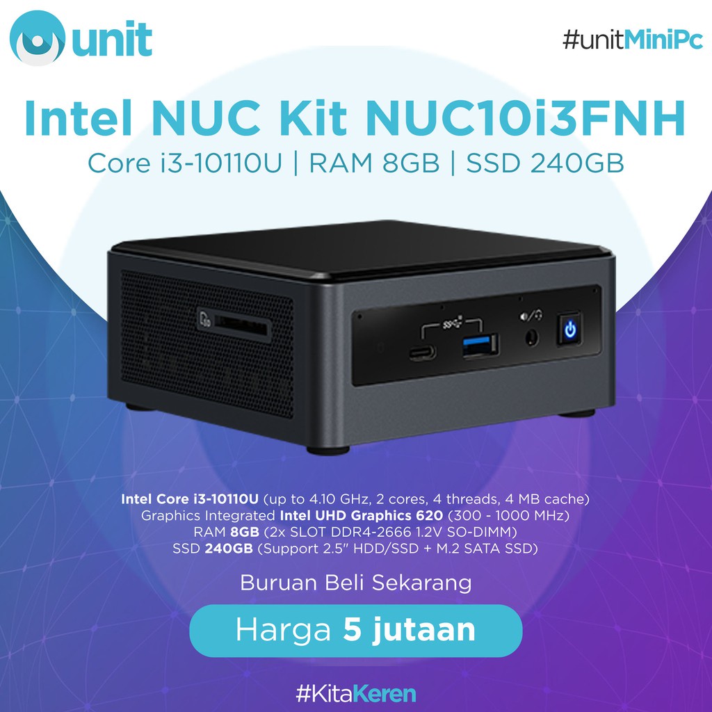 インテルNUC 10 NUC10i3FNH メモリー16GB SSD240GB