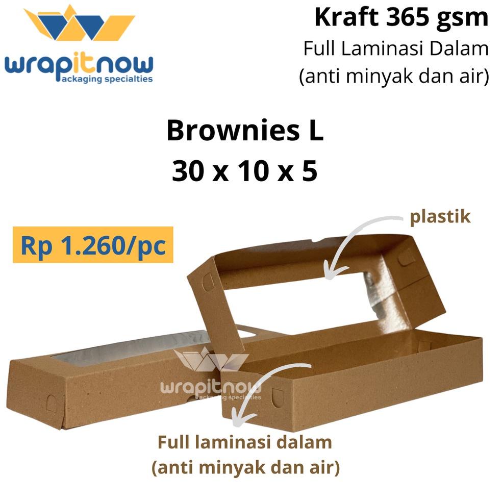 

[PRODUK JFMYZ] (isi 50 pcs) Dus Brownies L Kraft Laminasi 30x10x5// dus roti/ dus snack/ dus cookies/ box kraft WNH