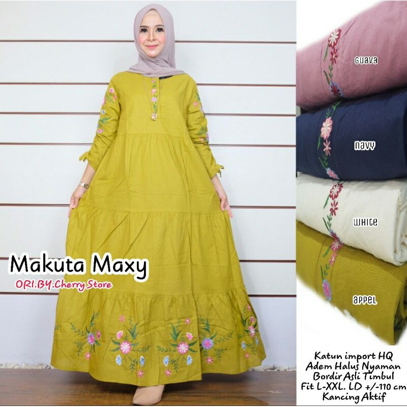 GAMIS|DRESS KATUN BORDIR MAKUTA