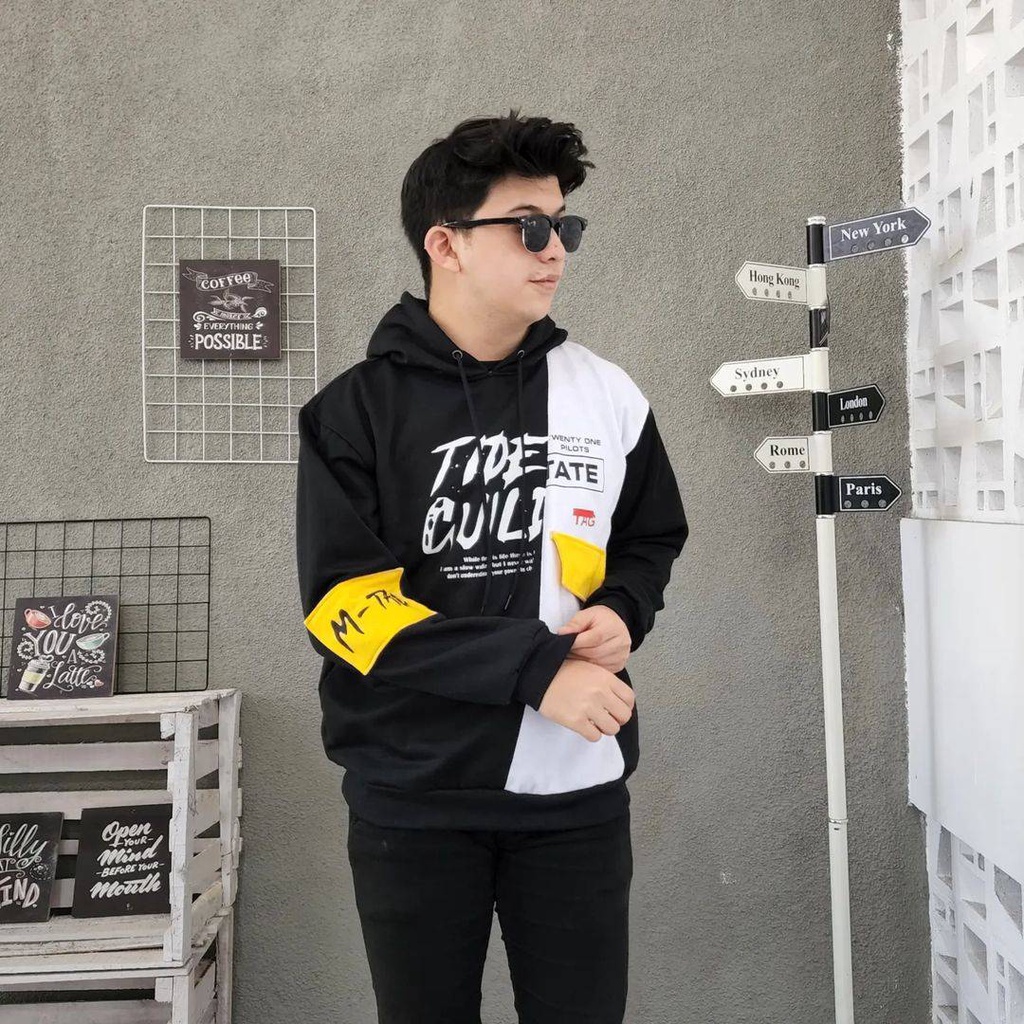 TIDE GUILD Hoodie Sweater Oversize Pria Dewasa Desain Kasual Gaya Trendy Fashion Terkini Korean Style Jacket