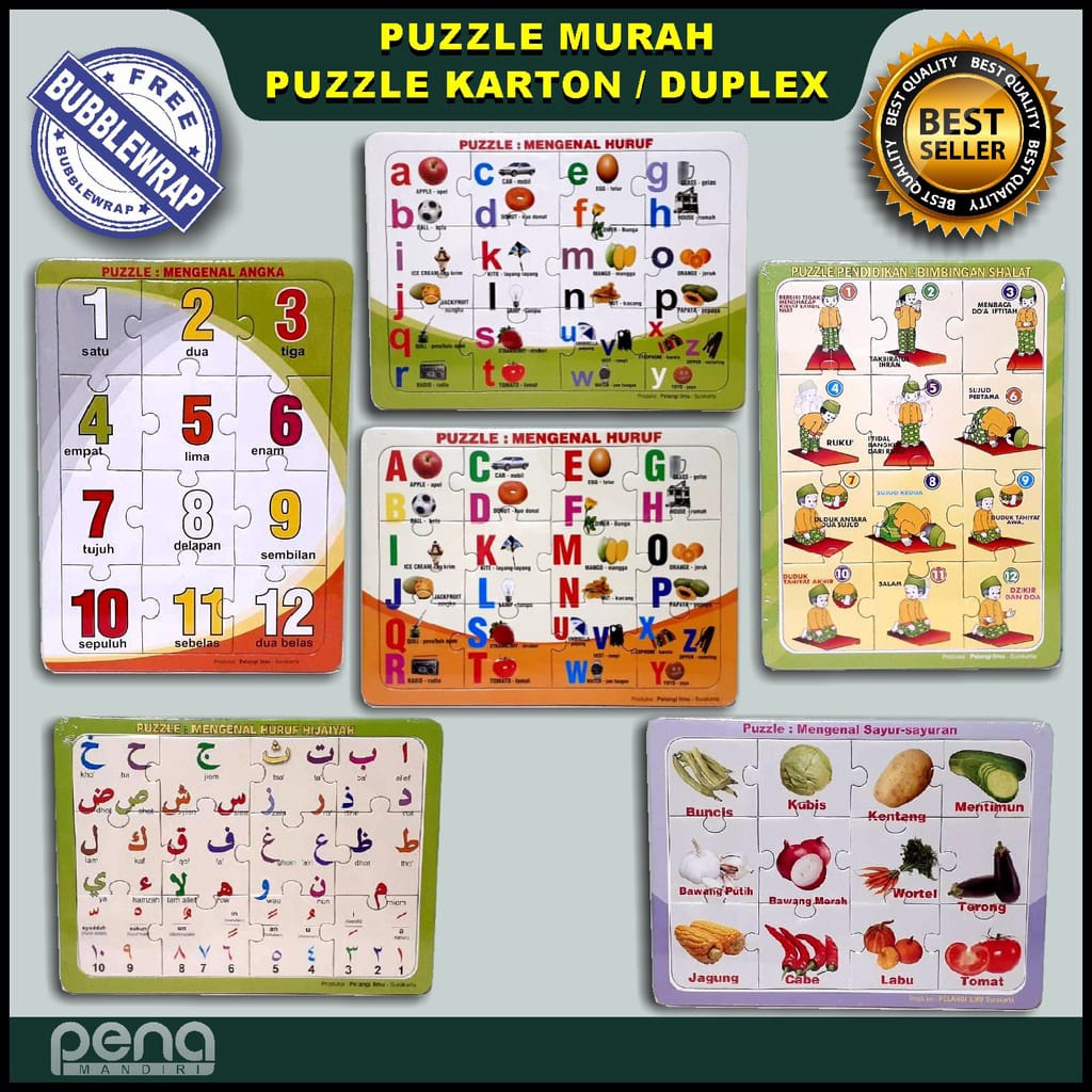 Mainan Edukasi Anak TK PAUD - Puzzle Game Untuk Anak TK PAUD Bahan Karton / Duplex