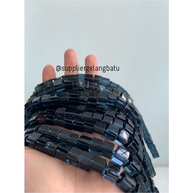 kristal Ceko kotak 8 x 8mm BLACK QUARTZ crystal square bross manik HITAM