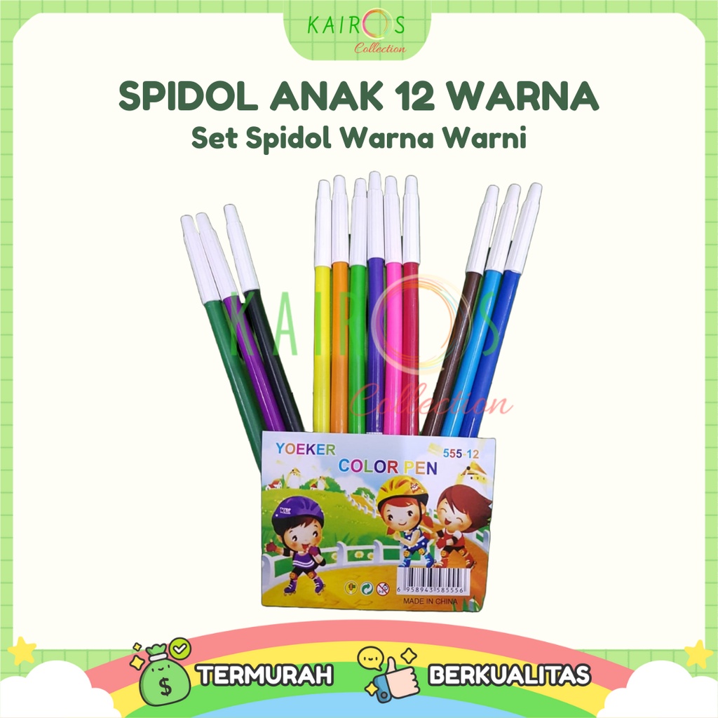 Spidol Set 12 Warna Perlengkapan Menggambar Anak