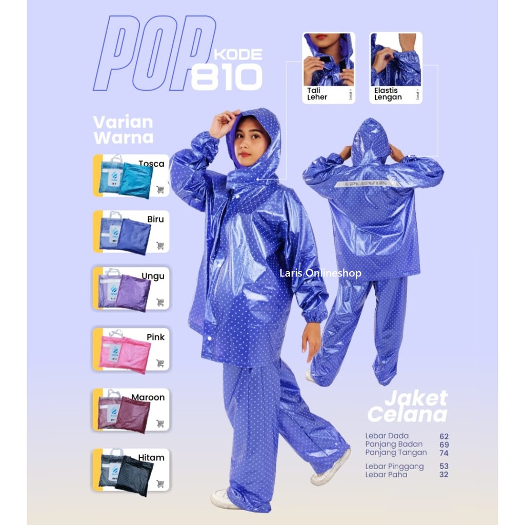 Jas Hujan Jaket Celana Pop Polkadot Plevia / Jas Hujan Jaket Celana Plevia 810