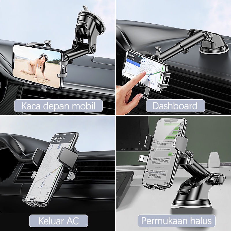 Holder Mobil Jepit 3in1 Dashboard kaca Ventilasi AC 360 derajat Car Holder Original