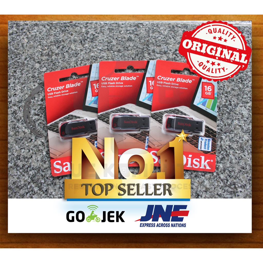 Bluekomputer - FLASHDISK SANDISK 16GB / USB FLASH 16GB / SANDISK CRUZER BLADE ORIGINAL -Termurah COD
