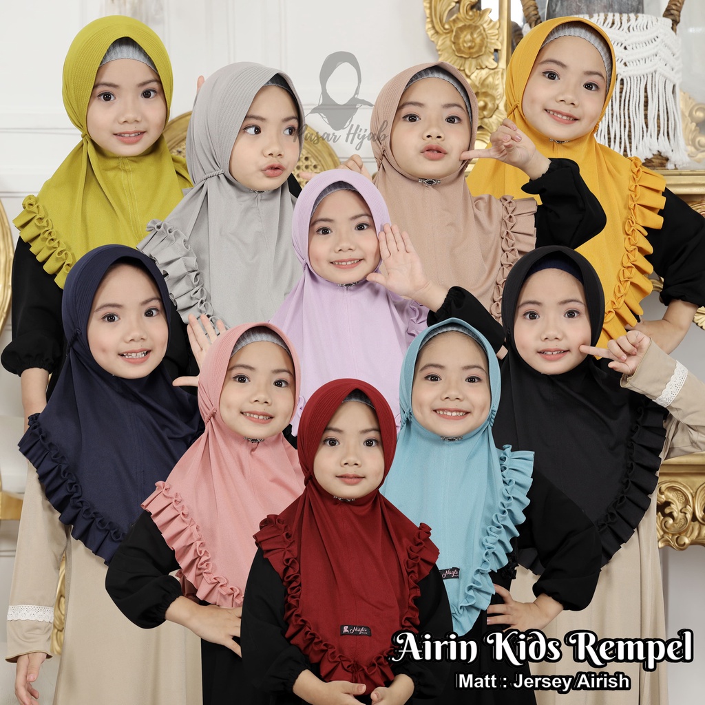 Kerudung Anak Tali Kepang Airin Kids Rempel Hijab Anak Jersey Airis Pasar Hija'b