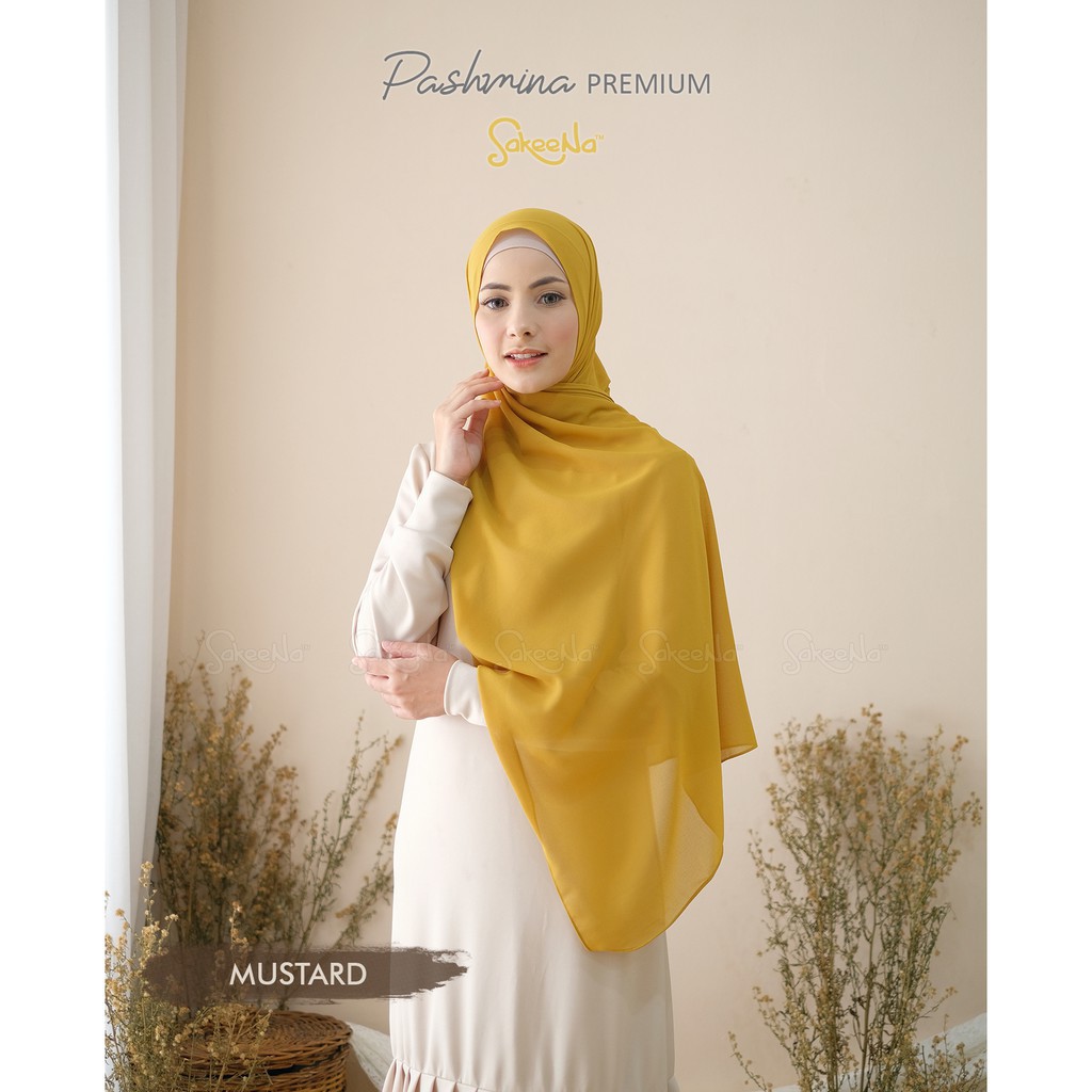 Pashmina Premium Original SakeeNa Ceruty Baby Doll-Mustard