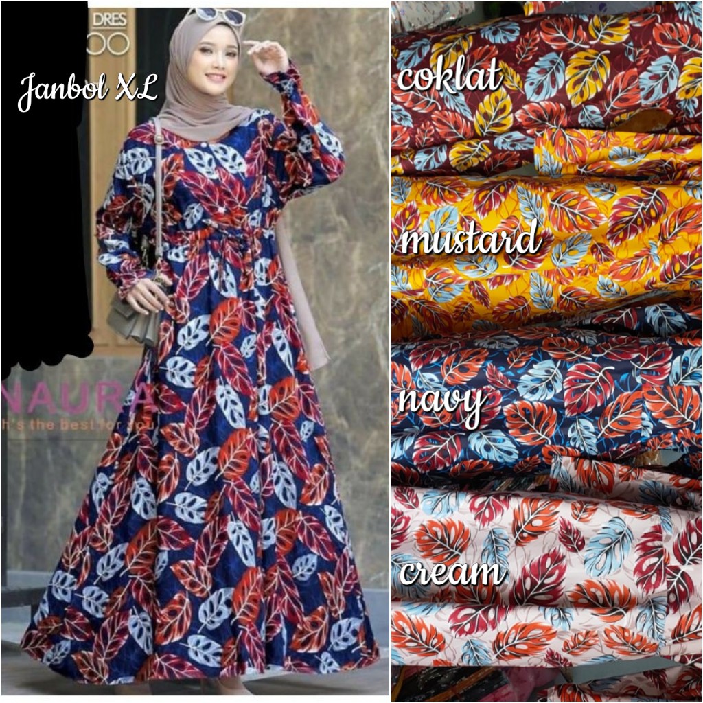 C1- GAMIS KATUN JUMBO MOTIF MONALISA RASTI - JANDA BOLONG MAXI DRESS  busui