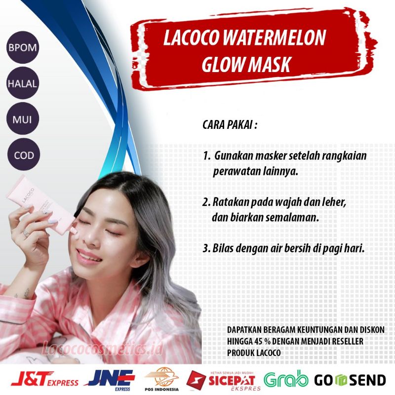 LACOCO WGMASK SLEEPING MASK WATERMELON GLOW MASK