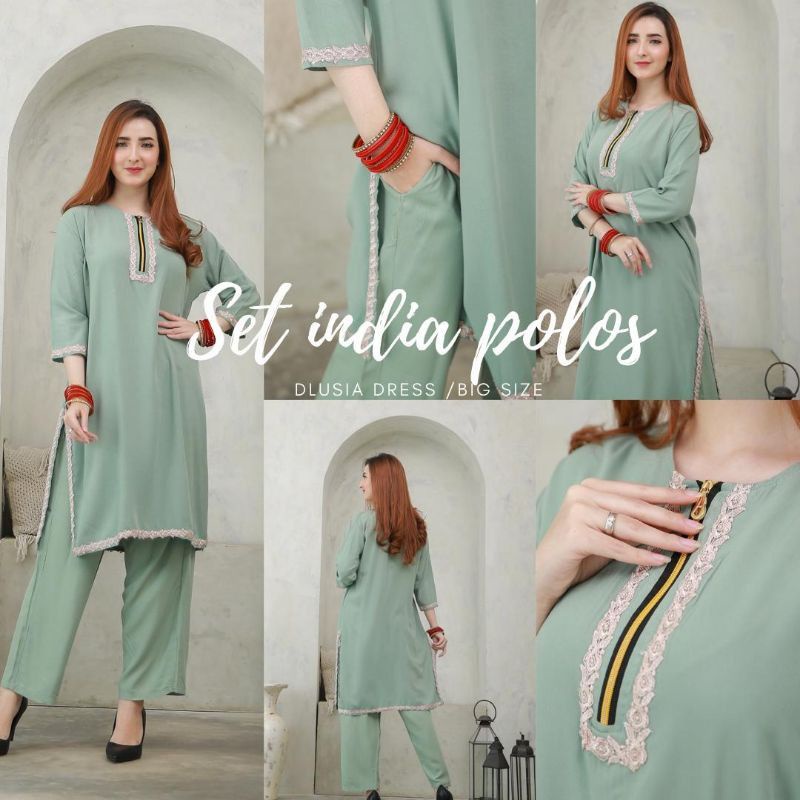 One Set Tunik India Renda Polos