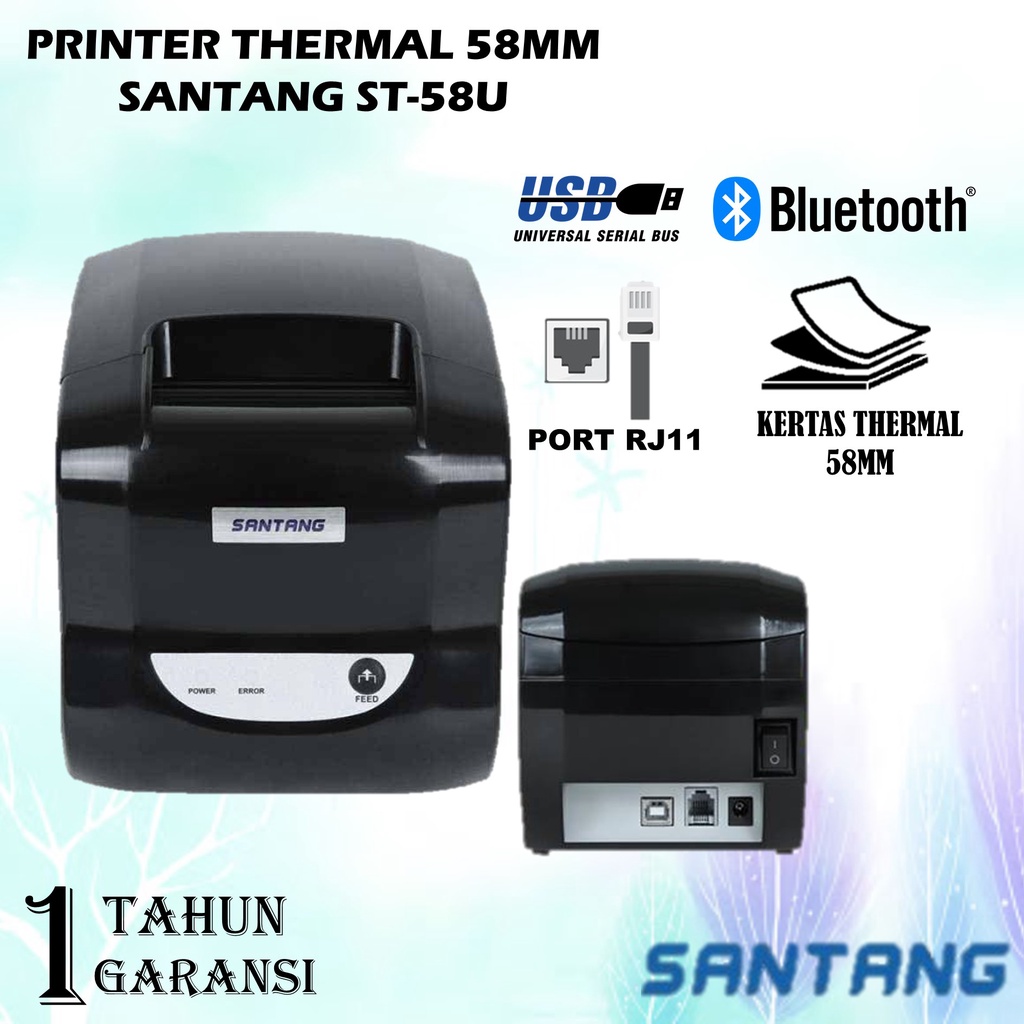 PRINTER THERMAL MINIPOS MP-58UB CETAK STRUK KASIR 58MM USB BLUETOOTH