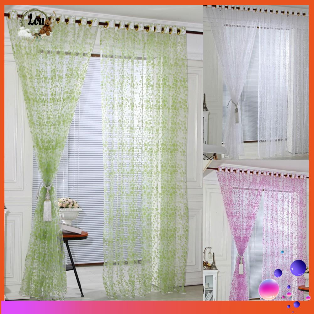 Bayar Di Tempatcod Leaves Printed Translucent Curtains Home Windows Decor Tulle Sheer Drapes Lou Shopee Indonesia