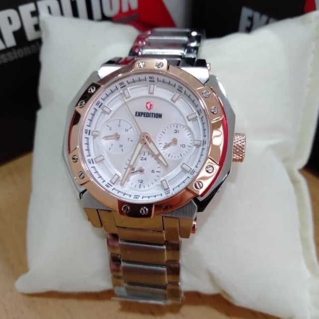 Expedtion E 6385 Rose Gold Biru - Jam Tangan Wanita Original