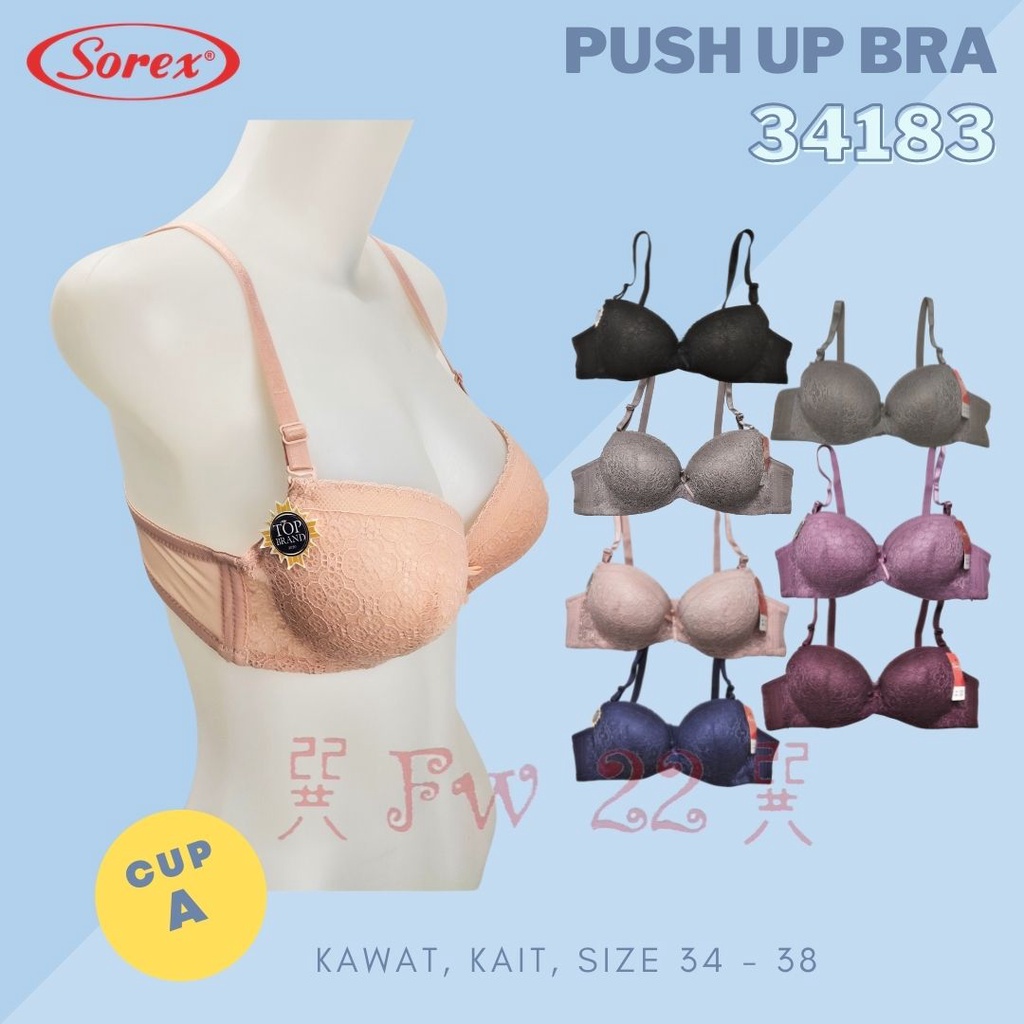 Push Up Bra Busa Tebal Sorex 34183 Motif Brukat Cantik yang Berkawat dengan Kait 2