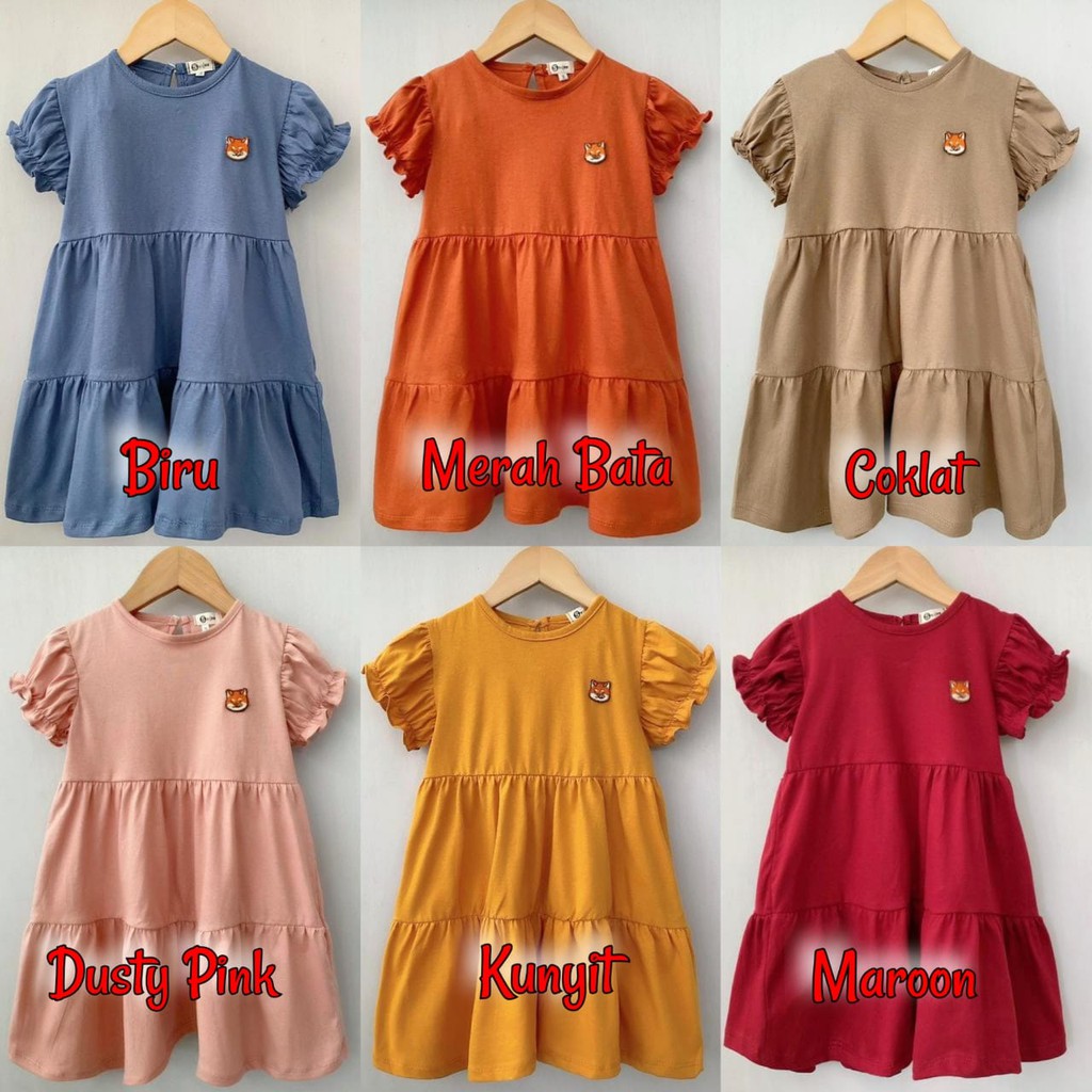 Dress Anak Perempuan 1 - 5 Tahun Molly Bahan Combed 30s Dres Anak Perempuan 1 2 Tahun 3 4 Tahun 5 Tahun